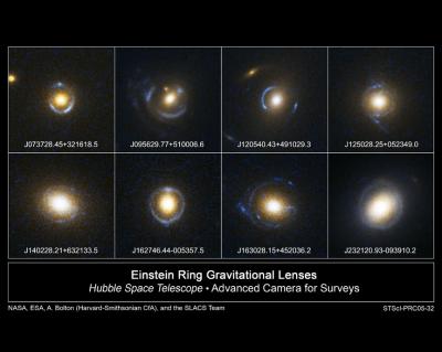 Einstein rings depicted by Hubble