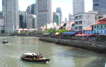 Riverwalk district of Singapore
